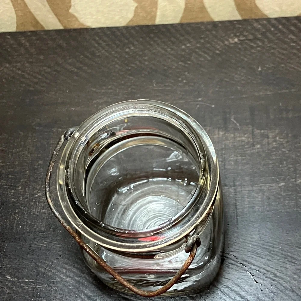 Ball Ideal Canning Jar Clear Glass Good Vintage Wire Bail Handle Embossed Logo